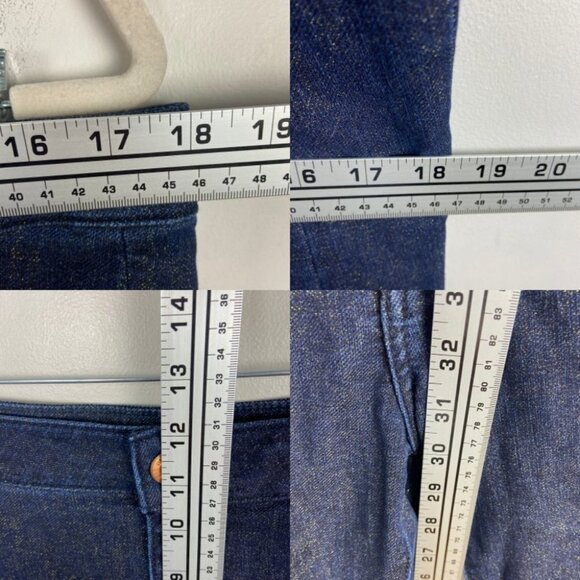 Anthropologie Pilcro Size 32 Tall High Rise Denim Leggings Shimmer Blue Glitter - Picture 7 of 15